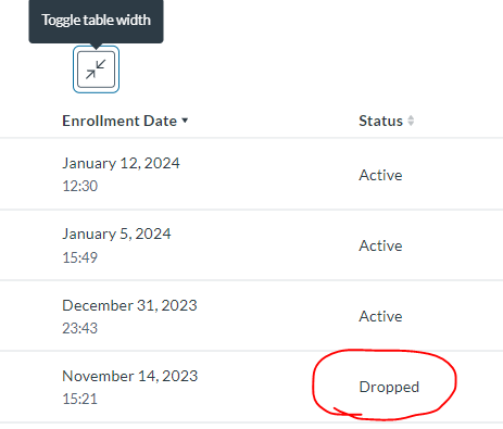Dropped Section Example
