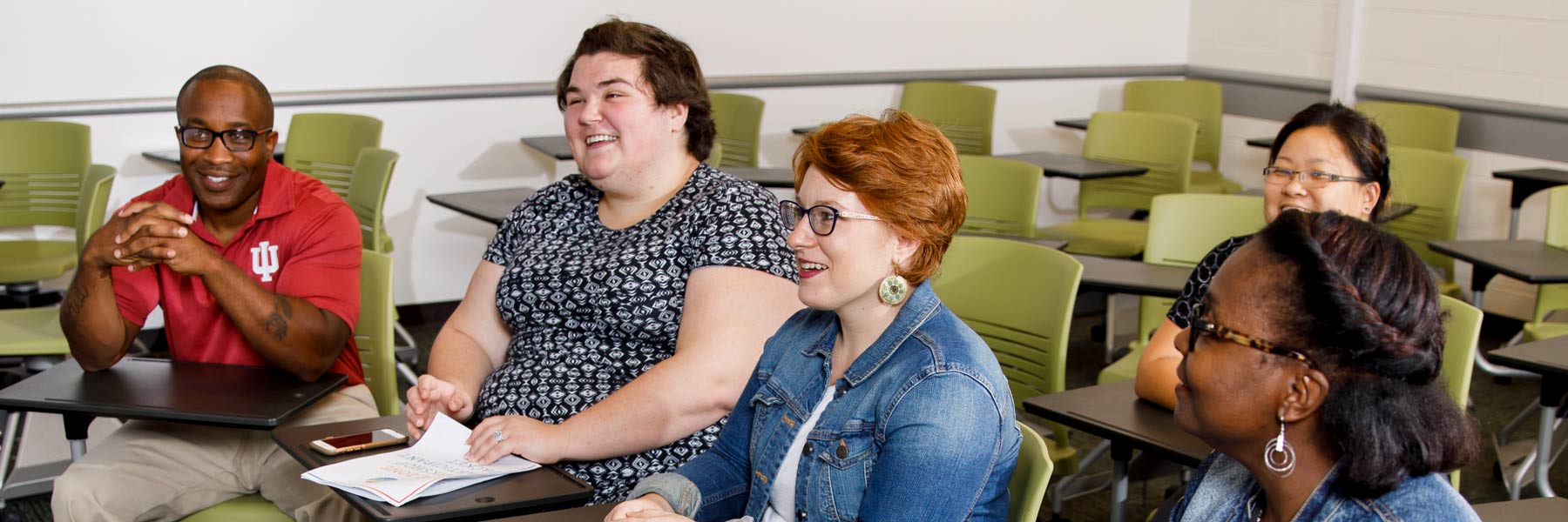 Several students participate in a class discussion. 